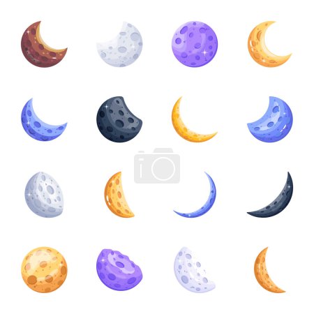 Pack of Moon Phases Flat Vectors