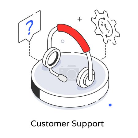 Téléchargez les illustrations : Line icon of Customer Support - en licence libre de droit