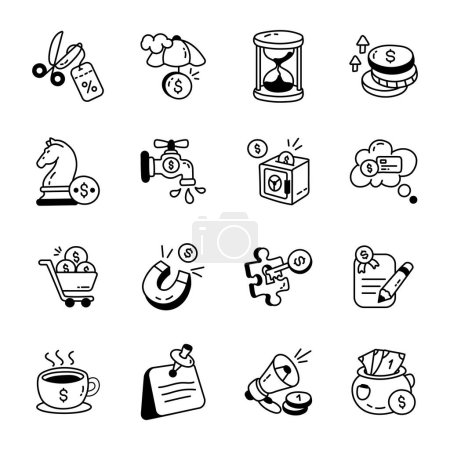 Ilustración de Estrategia de negocios Doodles Icon Pack - Imagen libre de derechos