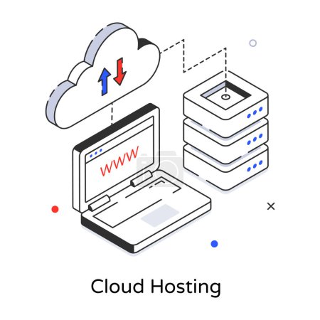 Cloud Hosting modernes Symbol, Vektorillustration 