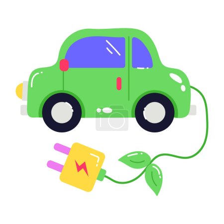 Téléchargez les illustrations : Illustration vectorielle de voiture électrique - en licence libre de droit