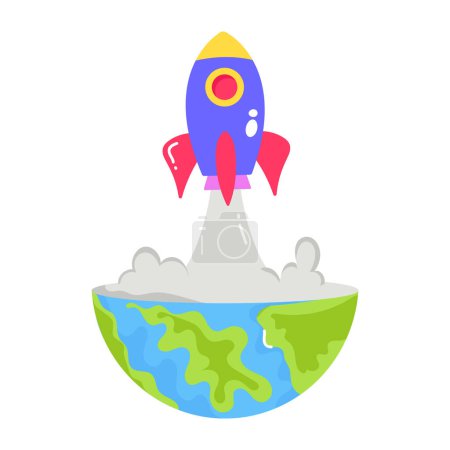 Téléchargez les illustrations : Rocket launch vector illustration design - en licence libre de droit