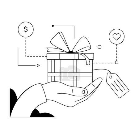 Illustration for Hand holding gift box  vector illustration design - Royalty Free Image