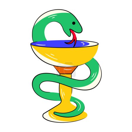 Illustration for Cup with snake medicine concept, vector illustration - Royalty Free Image