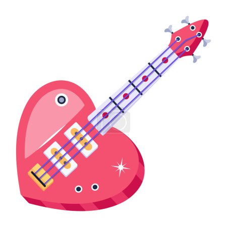 Téléchargez les illustrations : Guitare électrique en forme d'icône vectorielle cardiaque - en licence libre de droit