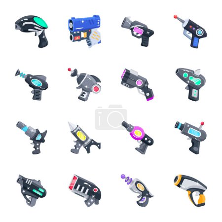 Illustration for Vector illustration of modern icons for video games - Royalty Free Image