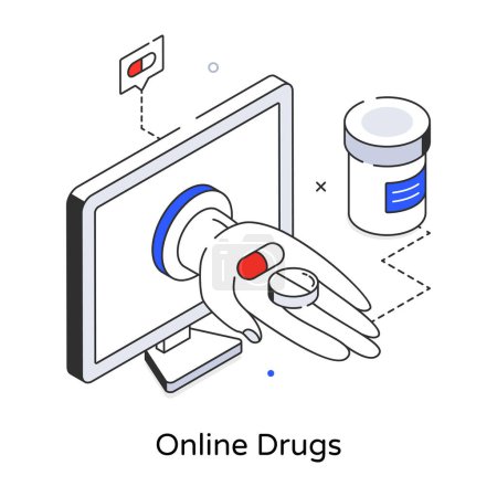 Ilustración de Obtener una línea 3d icono de drogas en línea - Imagen libre de derechos