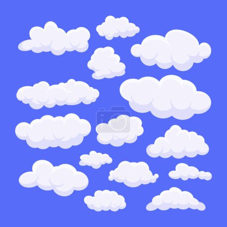 nubes de dibujos animados en el cielo. ilustración vectorial. 