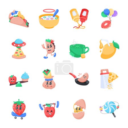 Illustration for Collection of Meal Flat Stickers - Royalty Free Image