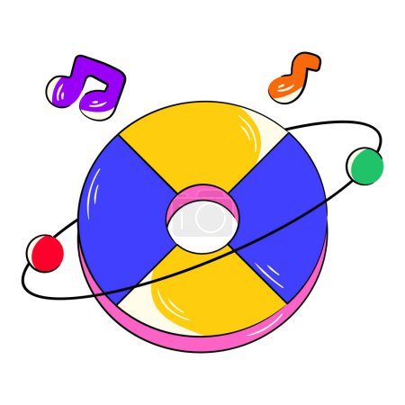 Ilustración de Notas de música de color con cd - Imagen libre de derechos
