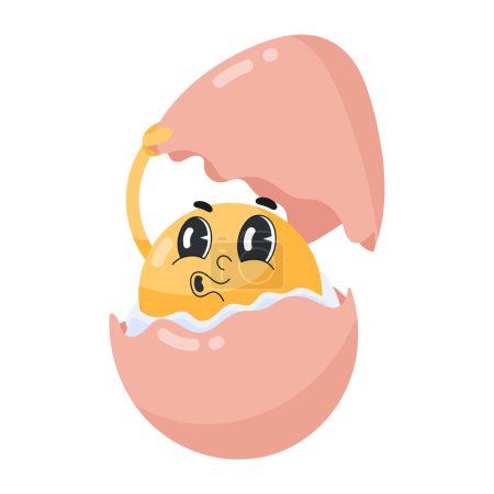 Funny egg yolk in egg shell, vector illustration
