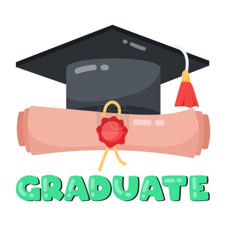 Illustration for Graduate colorful cartoon icon, vector illustration - Royalty Free Image