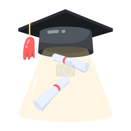 Illustration for Graduation hat and diplomas isolated icon - Royalty Free Image