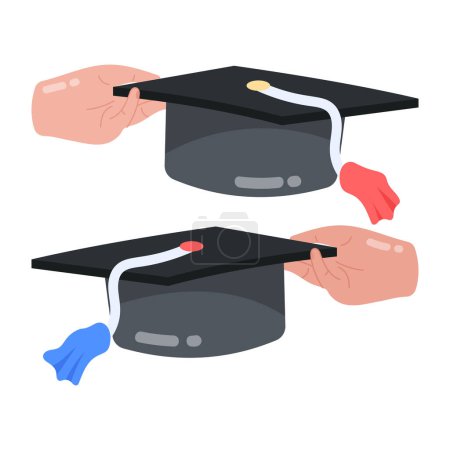 Illustration for Graduation caps and hands. vector. - Royalty Free Image