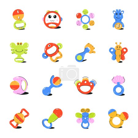Illustration for Set of different cartoon toys. vector illustration - Royalty Free Image