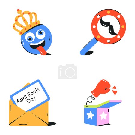 Illustration for April fools day vector icons on white background - Royalty Free Image