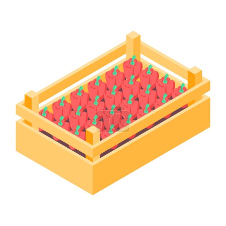 Illustration for An isometric icon showing apple crate - Royalty Free Image