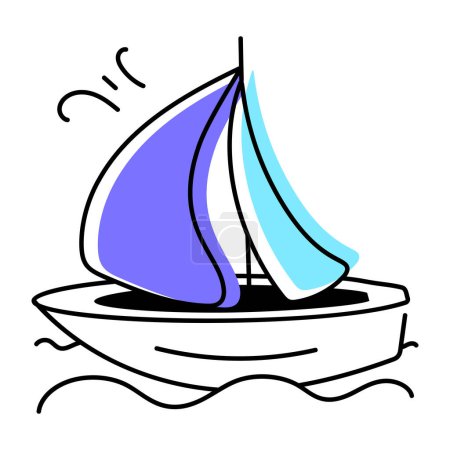 Ilustración de Velero con olas sobre fondo blanco - Imagen libre de derechos