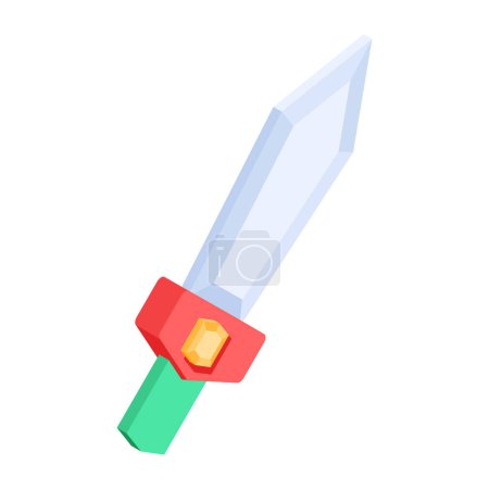 Illustration for Sword icon in cartoon style isolated on white background - Royalty Free Image