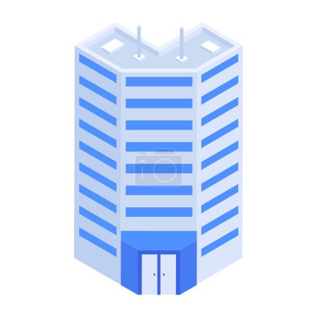 Illustration for Modern Corporate Building Isometric Icon - Royalty Free Image