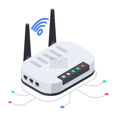 Illustration for Isometric icon of wifi router - Royalty Free Image