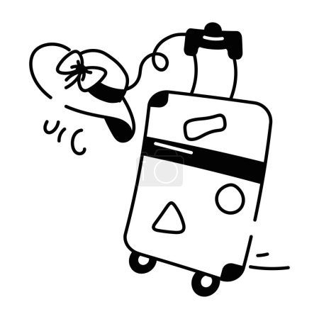 Téléchargez les illustrations : Découvrez l'icône doodle du sac de voyage - en licence libre de droit