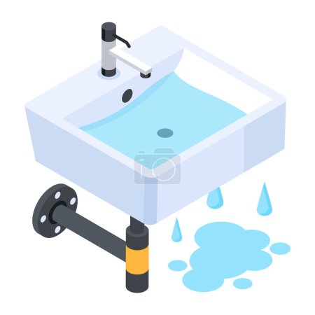 Illustration for Trendy icon of Depicting Plumbing Issues - Royalty Free Image