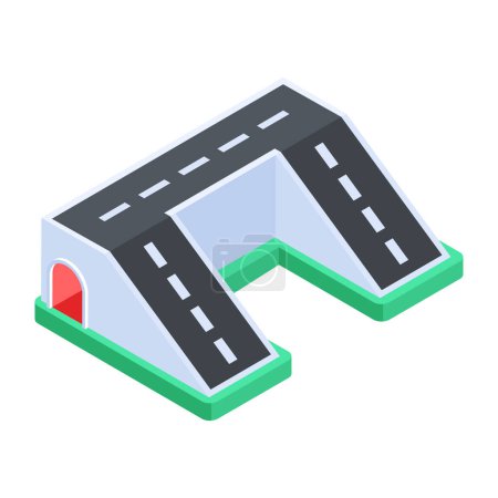 Téléchargez les illustrations : Route avec icône tunnel vecteur isométrique - en licence libre de droit