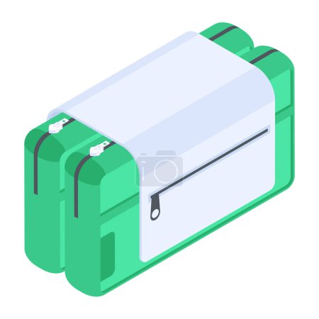 Illustration for Green open bag icon, isometric 3 d style - Royalty Free Image