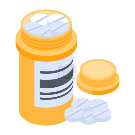 Illustration for Medicine bottle with pills vector illustration on white background - Royalty Free Image