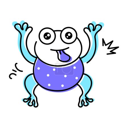 Téléchargez les illustrations : Illustration vectorielle drôle de grenouille sur fond blanc - en licence libre de droit