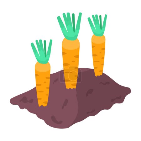 Téléchargez les illustrations : Obtenir icône isométrique de la culture de la carotte - en licence libre de droit