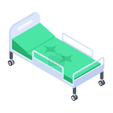 Téléchargez les illustrations : Illustration vectorielle isométrique de lit d'hôpital - en licence libre de droit