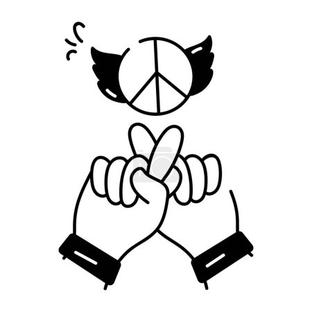 Illustration for Trendy icon of Peace and Love Doodles - Royalty Free Image