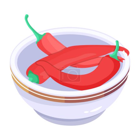 Illustration for Download chilli bowl isometric icon - Royalty Free Image