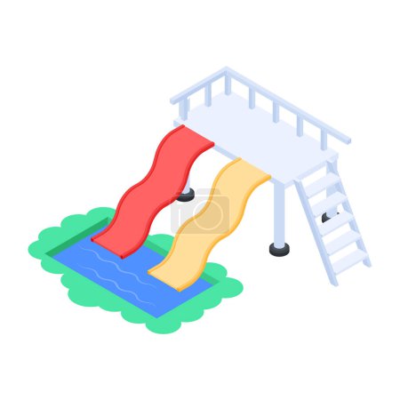 Illustration for Water slide isometric icon vector illustration - Royalty Free Image