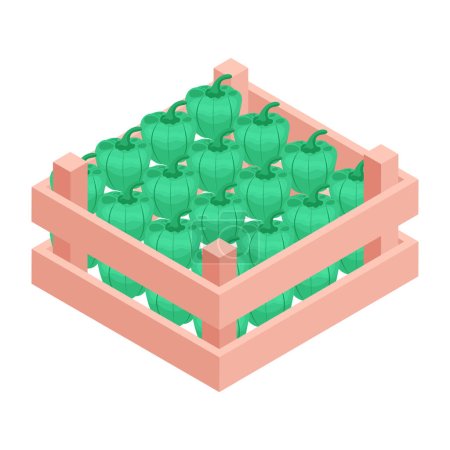 Illustration for An isometric icon showing apple crate - Royalty Free Image