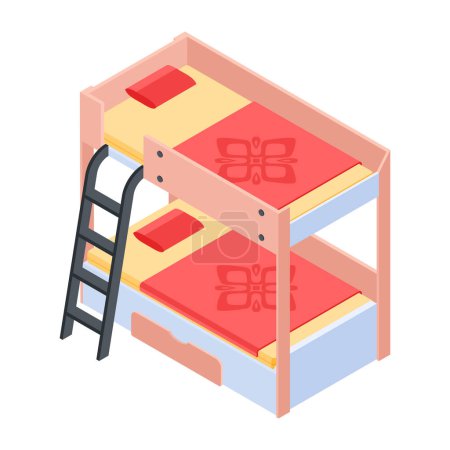 Illustration for Bed Isometric Icon on white background - Royalty Free Image