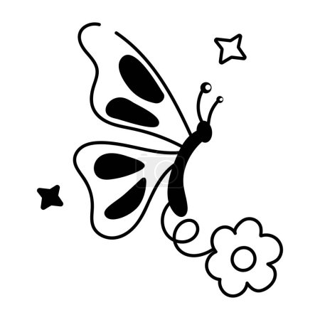 Ilustración de Lindo icono de dibujos animados mariposa aislado sobre fondo blanco - Imagen libre de derechos