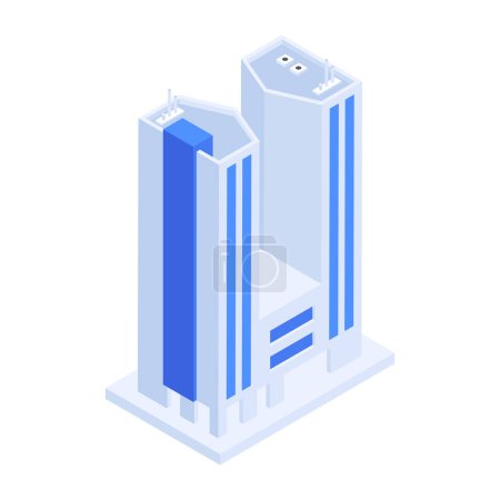 Modern Corporate Building Isometric Icon  