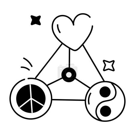 Ilustración de Icono de moda de la paz y el amor Doodles - Imagen libre de derechos