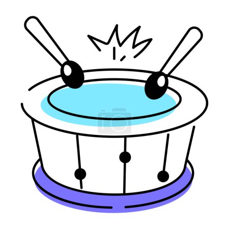 Téléchargez les illustrations : Icône de la musique de tambour dans le style doodle - en licence libre de droit