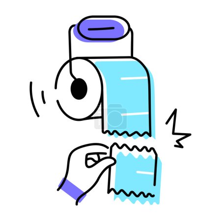 Téléchargez les illustrations : Icône Doodle représentant du papier toilette - en licence libre de droit