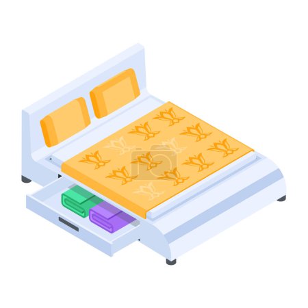 Illustration for Bed Isometric Icon on white background - Royalty Free Image