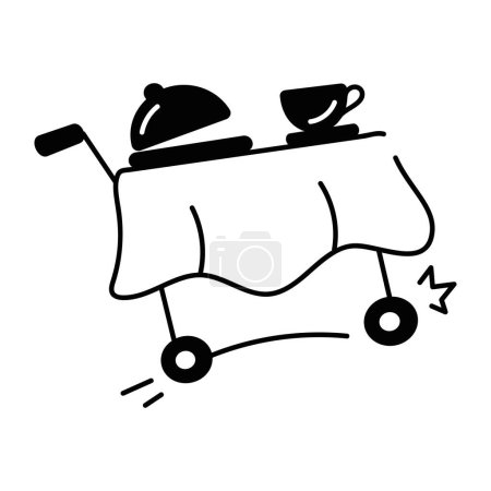 Téléchargez les illustrations : Obtenez cette icône doodle d'un chariot de nourriture - en licence libre de droit