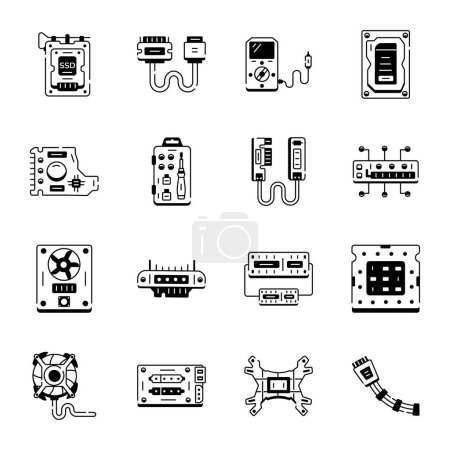 Illustration for Devices and Computer Hardware Line Icons - Royalty Free Image