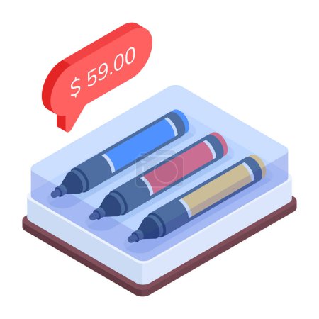 Illustration for Get your hands on pencil holder isometric icon - Royalty Free Image