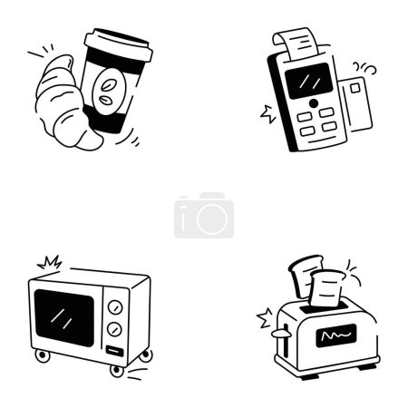 Illustration for Pack of Lodging Services Doodle Icons - Royalty Free Image