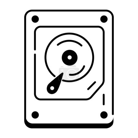 Téléchargez les illustrations : Animation de l'icône du disque dur dans le style contour - en licence libre de droit