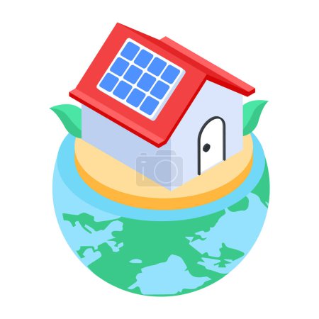 Téléchargez les illustrations : Icône isométrique de la maison solaire - en licence libre de droit